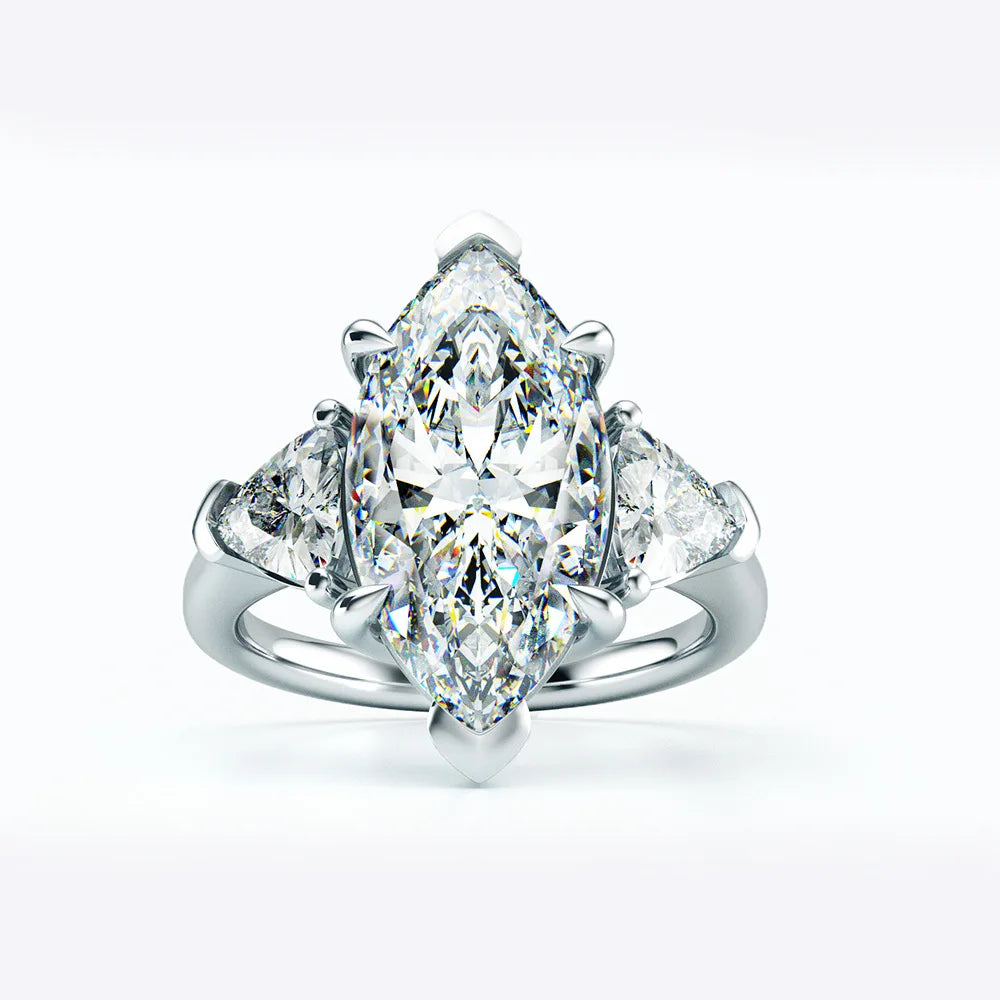MUSHAN Jewelry Factory European and American Fashion Luxury S925 Silver Set High Carbon Diamond Marquise Ring
