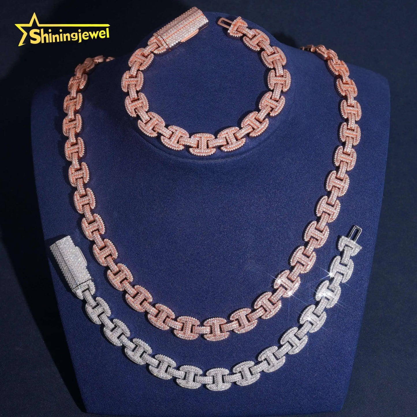 New Custom Hip Hop Bling Moissanite Fashion Men Necklace 12MM Thick Infinity Cuban Link Chain 925 Silver Men Chains