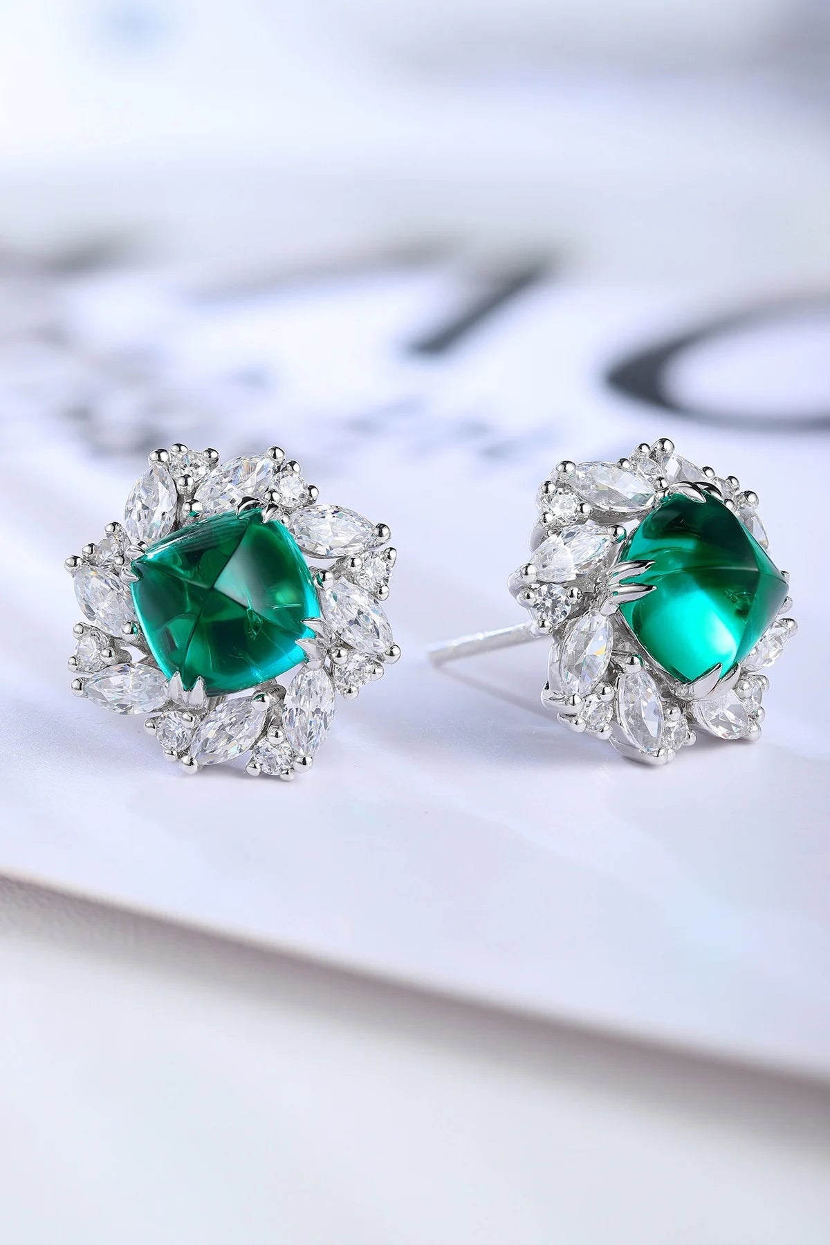 Gemfiori Anster High Quality S925 Lab Grown Emerald Earring Stud Dainty Gemstone Stud Earrings for Women Daily Wear Gift