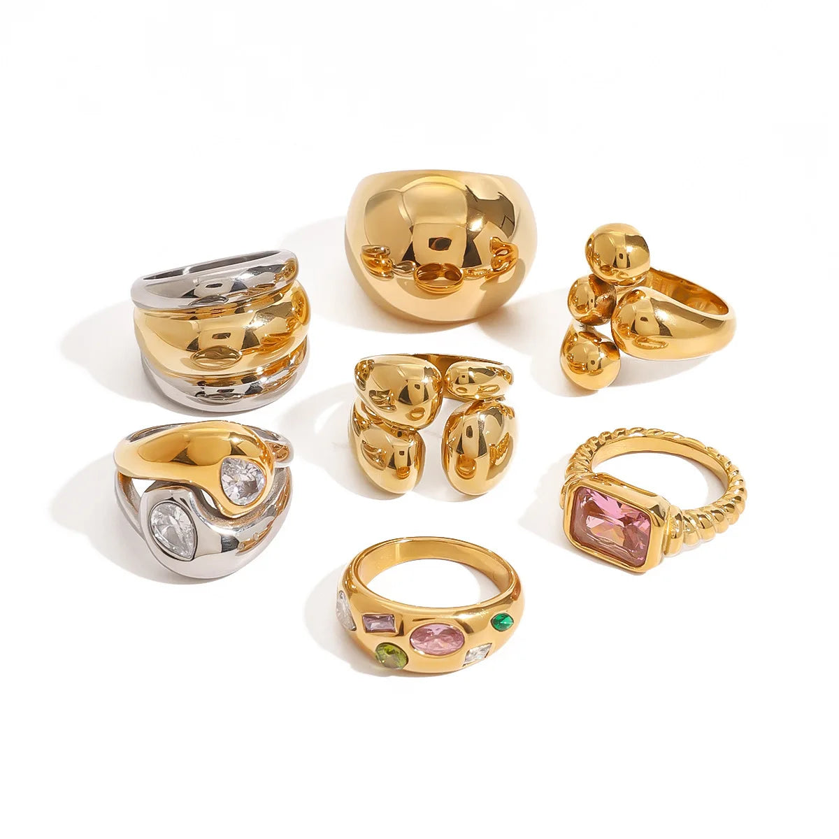 S&S Zircon Geometric Statement Ring | 18K Gold Plated | S&S