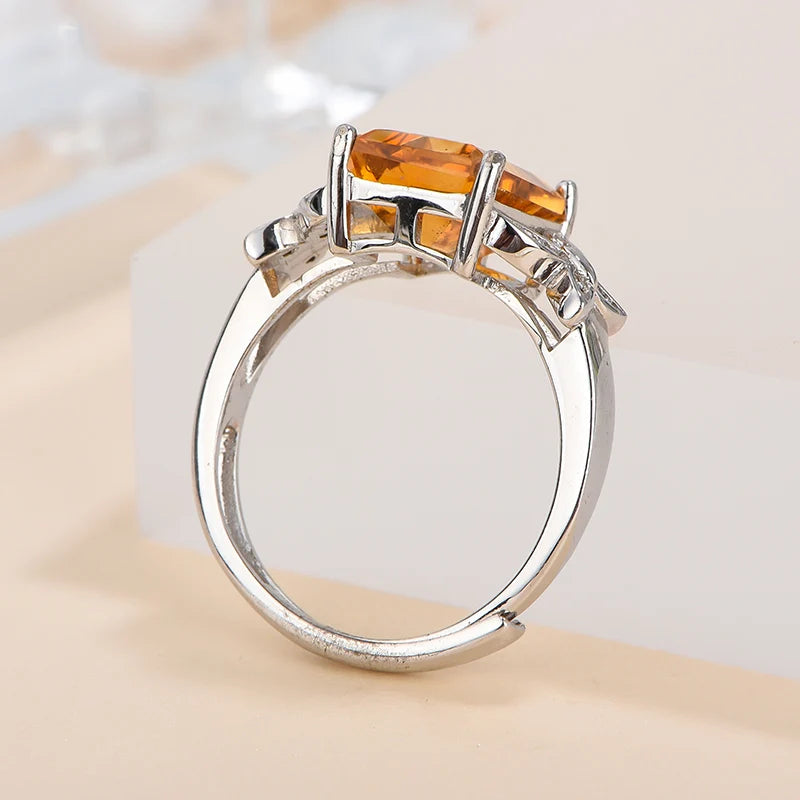 Gioiellieri Natural Crystal Emerald Cut Rhodium Plated 925 Sterling Silver Prong Setting Third Party Certified Luxury Engagement Ring for