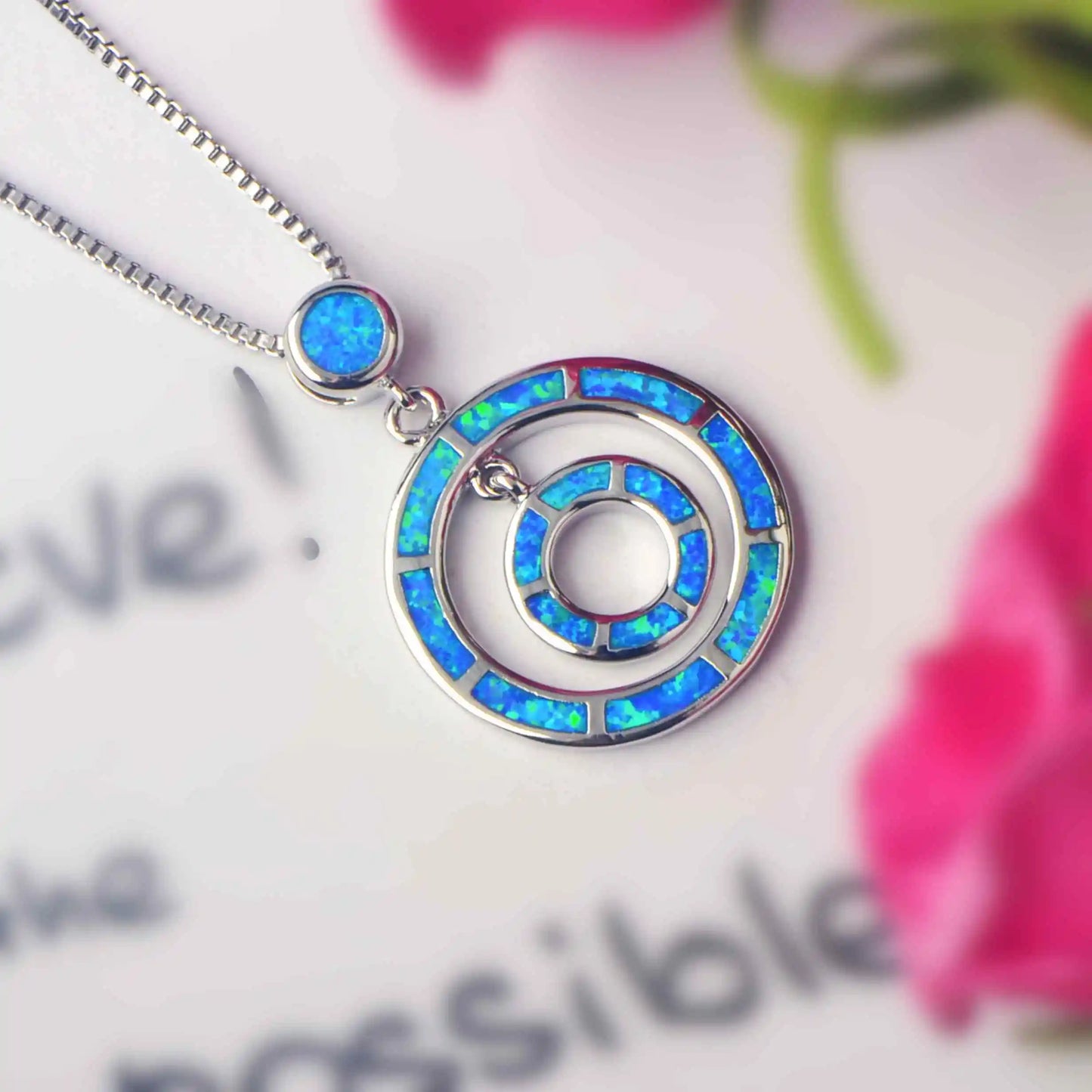 Chic Double Circle Motif Necklace Aobao Geometric Pendant Fashion Jewelry
