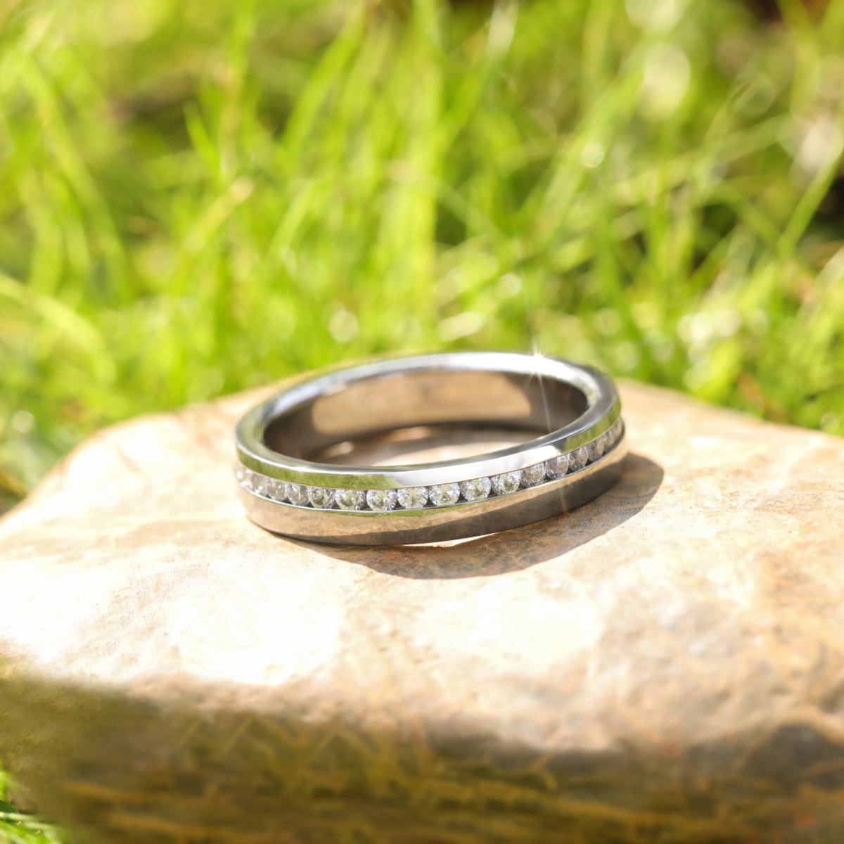 REBEL 4mm Cubic Zirconia Titanium Ring