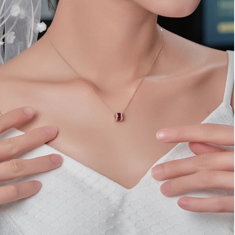 Gemfiori Whole Sale Custom Made Jewelry 18k Real Gold Natural Stone Ruby Jewellery Necklaces