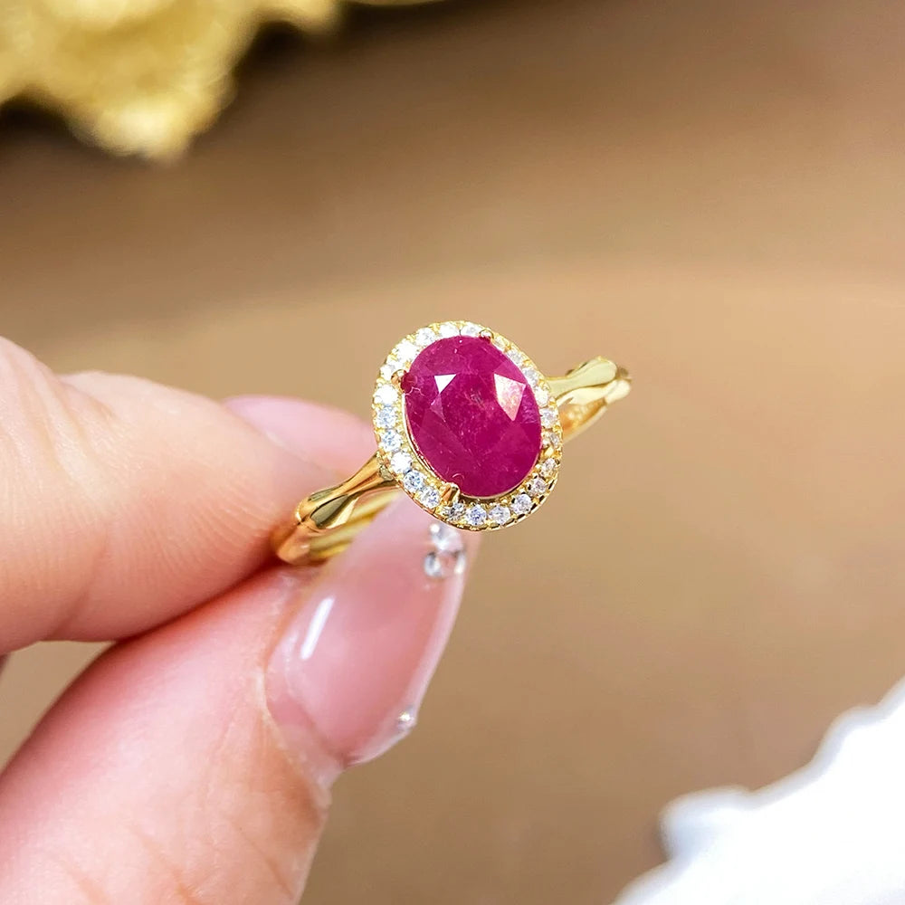 Gioiellieri Gold & Rhodium Plated Gemstone Ring Natural Ruby Prong Setting Certified Engagement Wedding Anniversary Party Gift Everyday Wear