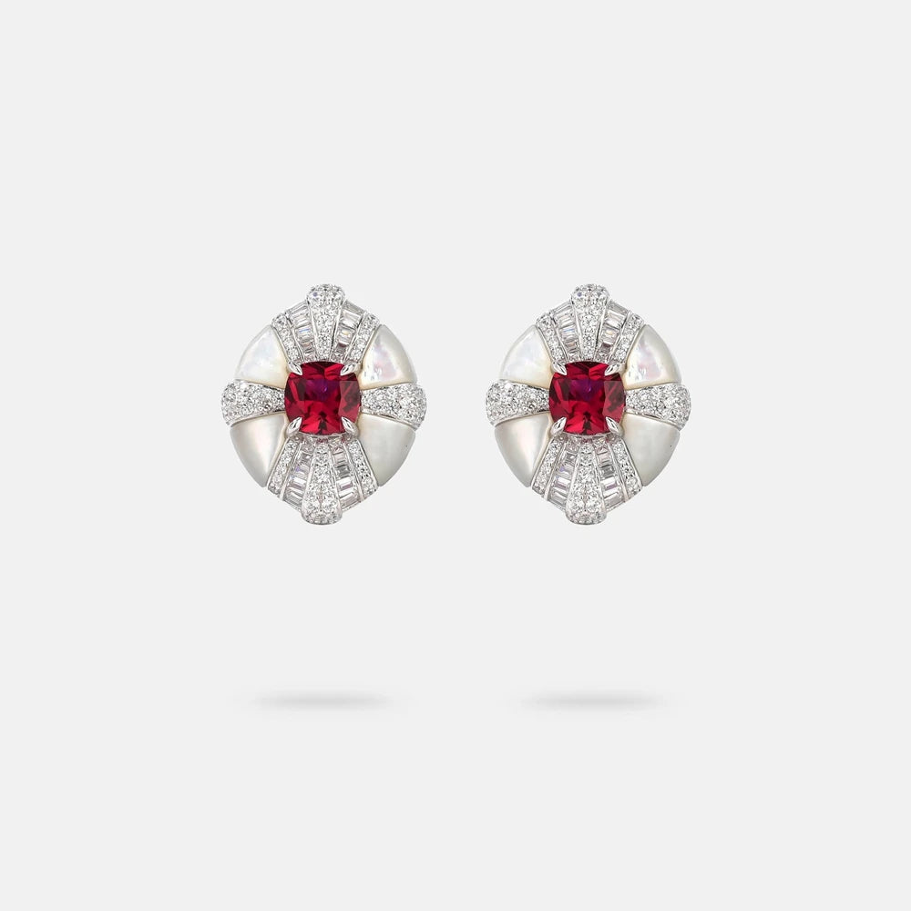 MUSHAN Jewelry Factory Mother of Pearl S925 Sterling Silver Stud Earrings With Electroplated Gold High Carbon Diamond Jewelry