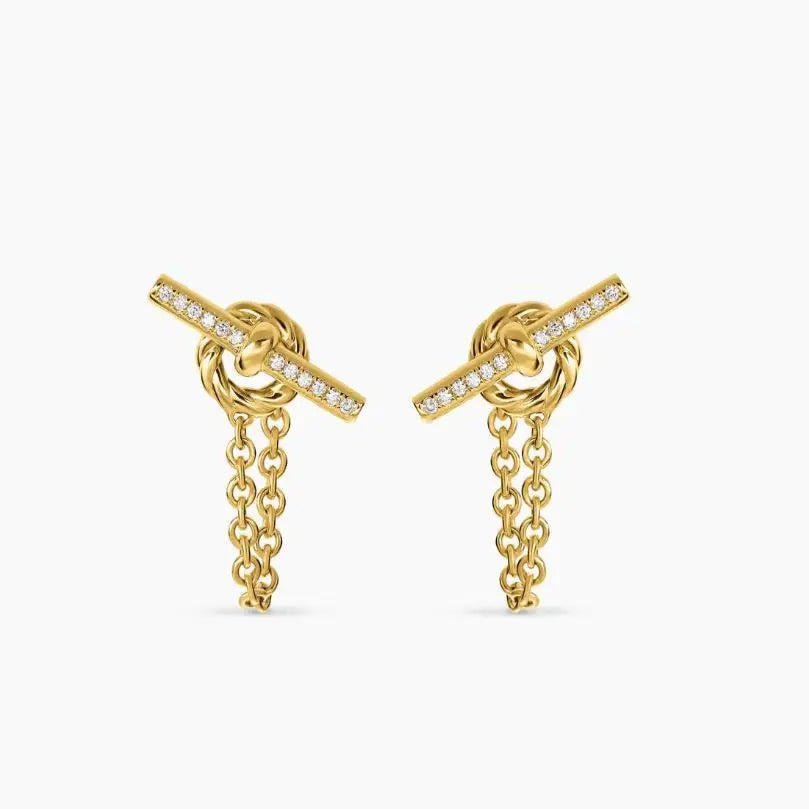 FASHIONISTA DY High-Quality Silver-Plated 38.2mm Diamond Earrings. Gold-Plated Earrings. Jewelry.