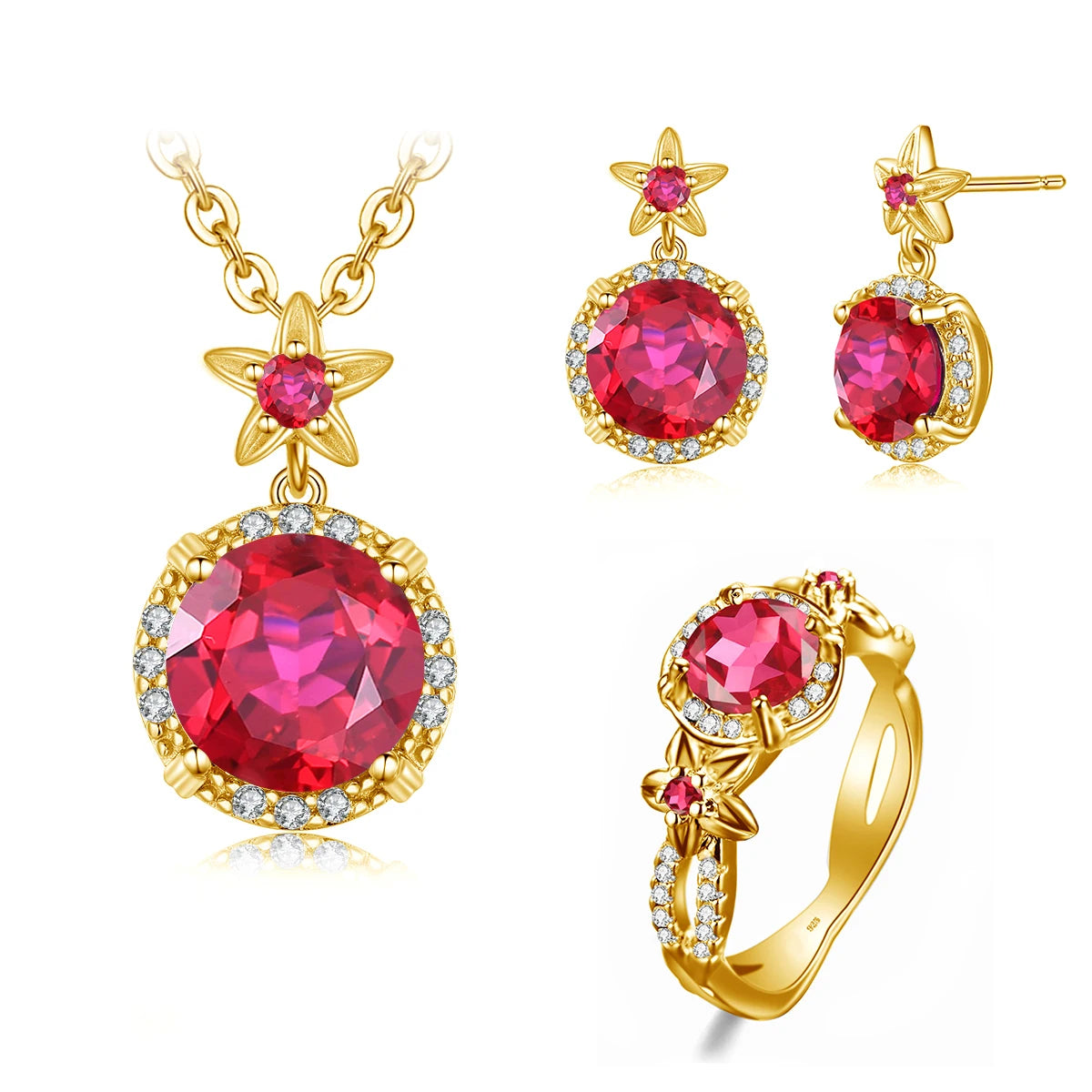 ArtistA Luxury Palace Style Amethyst Cubic Zirconia Sterling Silver Gold Plated Engagement Anniversary Bridesmaid Jewelry Gift Set