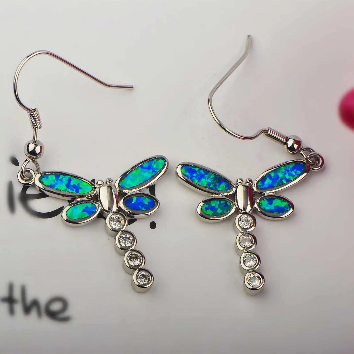 Dainty Dragonfly Opal Earrings  Ins TikTok Trendy Cute Gem Studs for Girls Fashion Jewelry Bulk