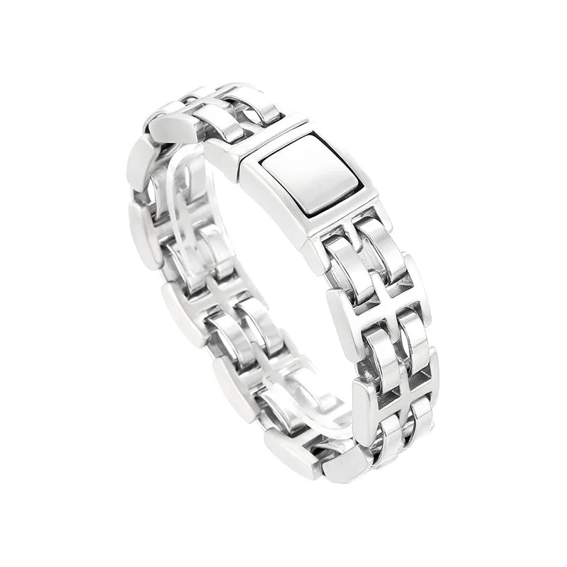 KALEN 230mm Casual Polished Stainless Steel Watchband Links Bracelet for Man