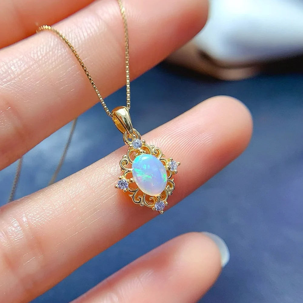 REDheart Natural Opal Jewelry Set 925 Silver Rhodium Plated Luxury Gift Anniversary Fine Jewelry with Custom Logo