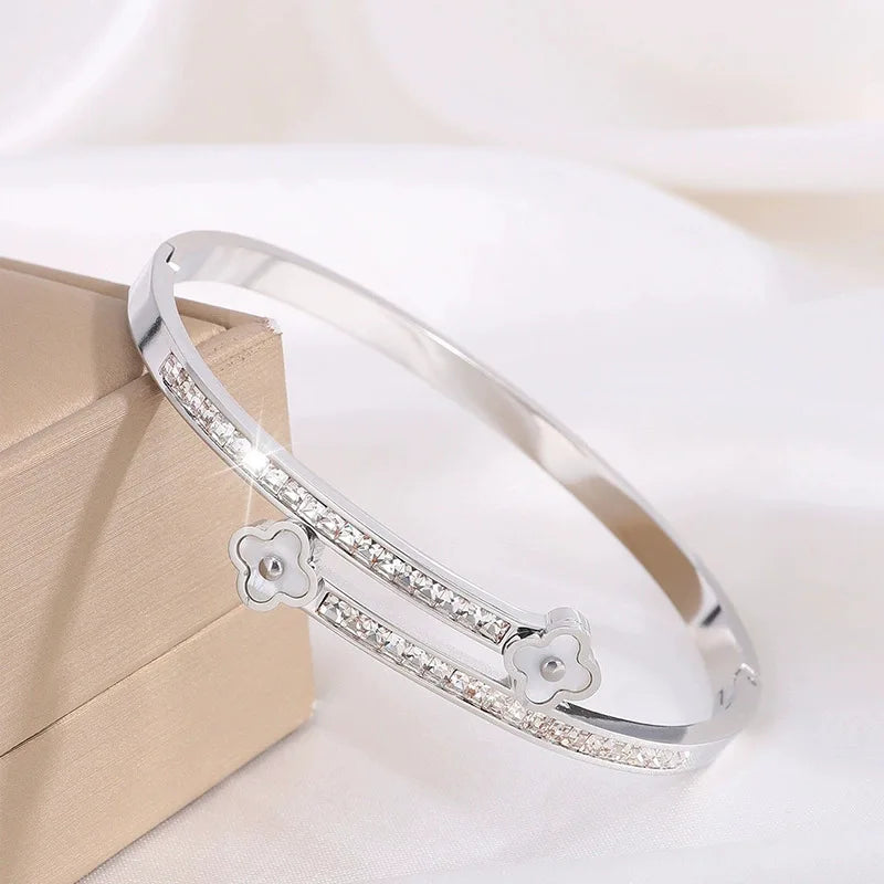REBEL Stainless Inoxydable Stainless Steel 18K Gold Plated Roman Women Fashion Jewelry Bracelets Bangles