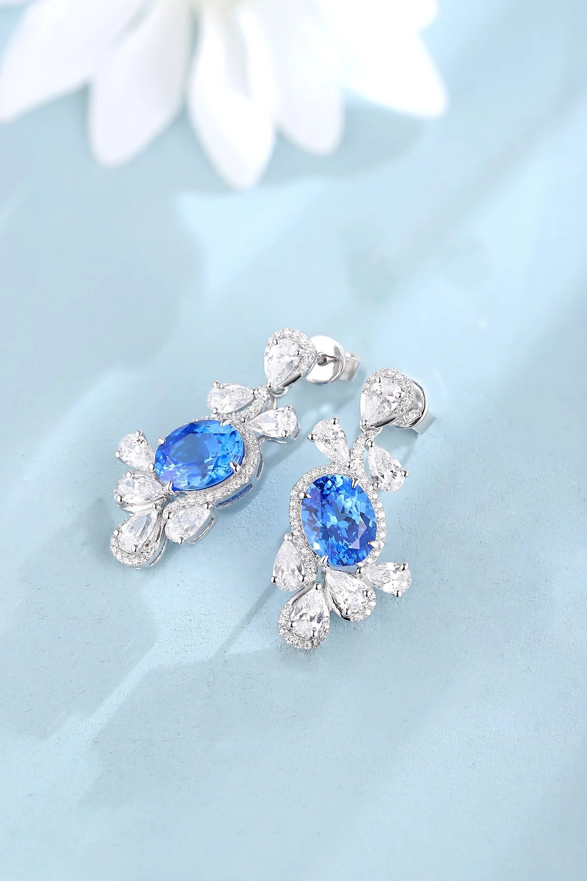 Gemfiori Anster High Quality S925 Lab Grown Cobalt Spinel Earring Stud Dainty Gemstone Stud Earrings for Women Daily Wear Gift