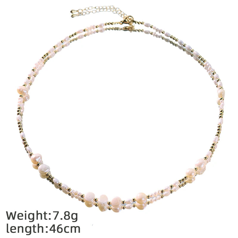 GLSEEVO Natural Freshwater Pearl Jewelry Set for Women Daily Wear Dainty Pearl  Necklace  Bracelet 2-Piece Set Fashion Jewelry