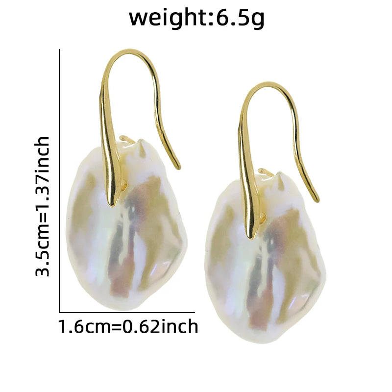 Baroque Natural Freshwater Pearl Earrings Handmade Simple Design High-Quality Earrings Gift for Wife GE1793