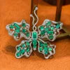 Gemfiori Factory-supplied High-quality 18K Solid Gold Natural Emerald Brilliant Cut Luxury Butterfly-Shaped Three-wear Women's Engagement