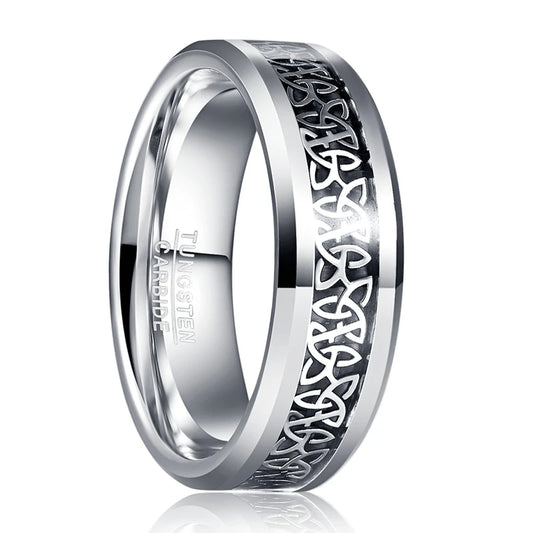 NEWLiFE REBEL Focus Arc 8mm Celtic Ring in Tungsten