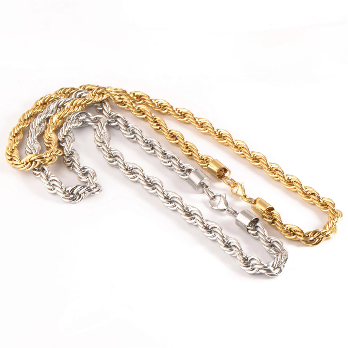 REBEL S&S REBEL NUOYA Fashion Jewelry 8mm 10mm Chunky Rope Chain Necklace 18K Gold Plated Stainless Steel Twisted Rope Chain