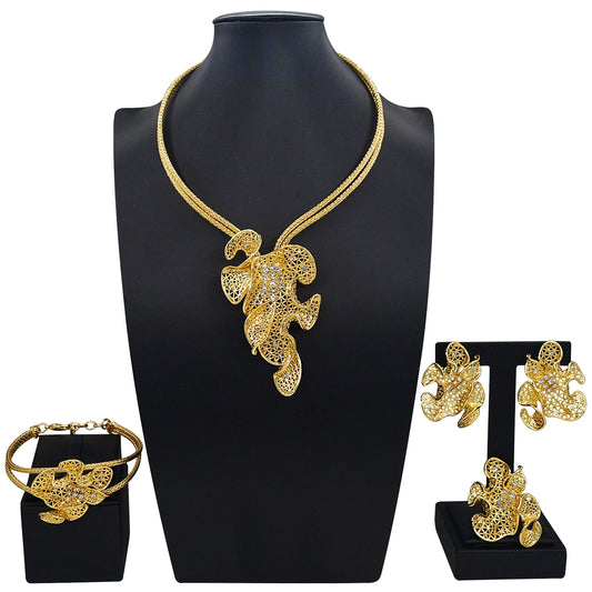 Zhuerrui Brazilian Gold Designs Women Jewellery Set Party Fine Costume Jewelry Set Luxury Big Necklace Jewellery Sets X0000430