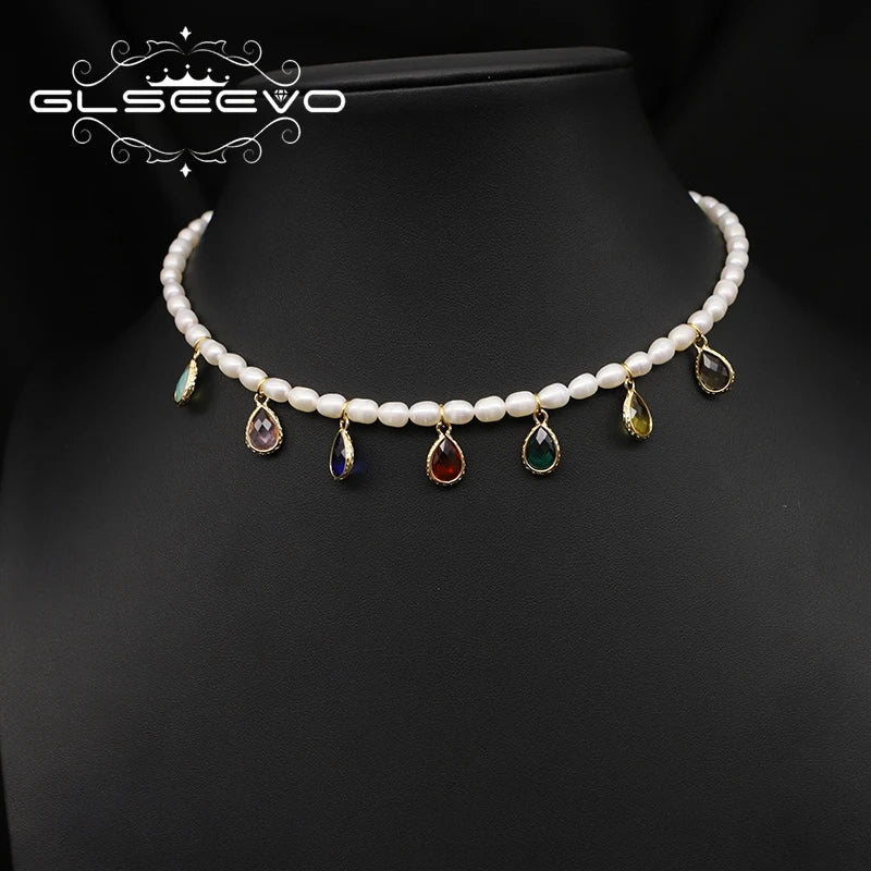 Handmade Beaded Tassel Choker Necklace for Best Friend Natural Freshwater Pearl Luxury Jewelry
