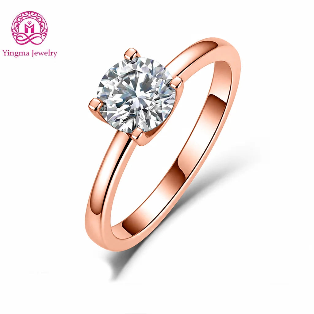 Gioiellieri Classic 4 Prong Round Brilliant Lab Grown Diamond Ring 1CT D VVS1 VVS2 9K 10K 14K 18K Gold Women Fine Fashion Jewelry