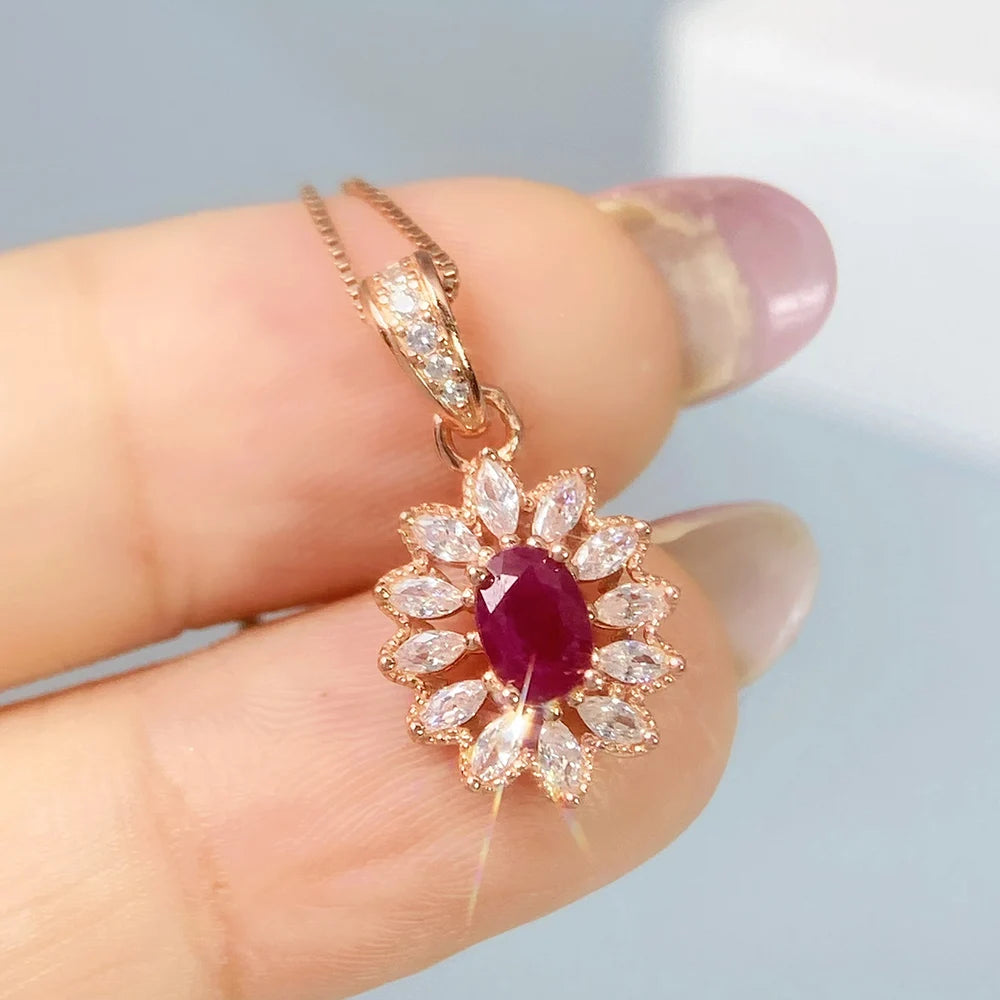 Gioiellieri Ruby Pendant with Natural Red Gemstone for Women 925 Sterling Silver July Birthstone Fine Jewelry Romantic Anniversary Gift