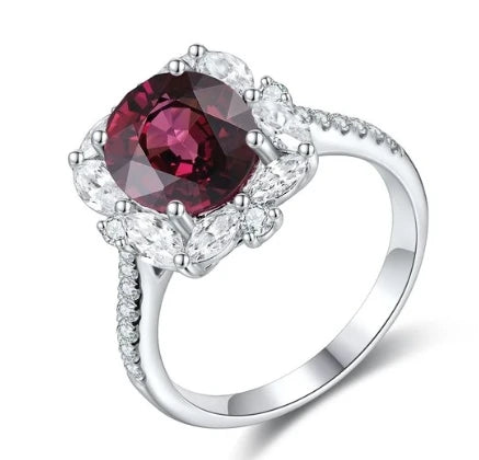 Gemfiori Stunning Natural Garnet Rings for Women 925 Sterling Silver Rings of the Day Handmade Jewelry Wedding Engagement Rings