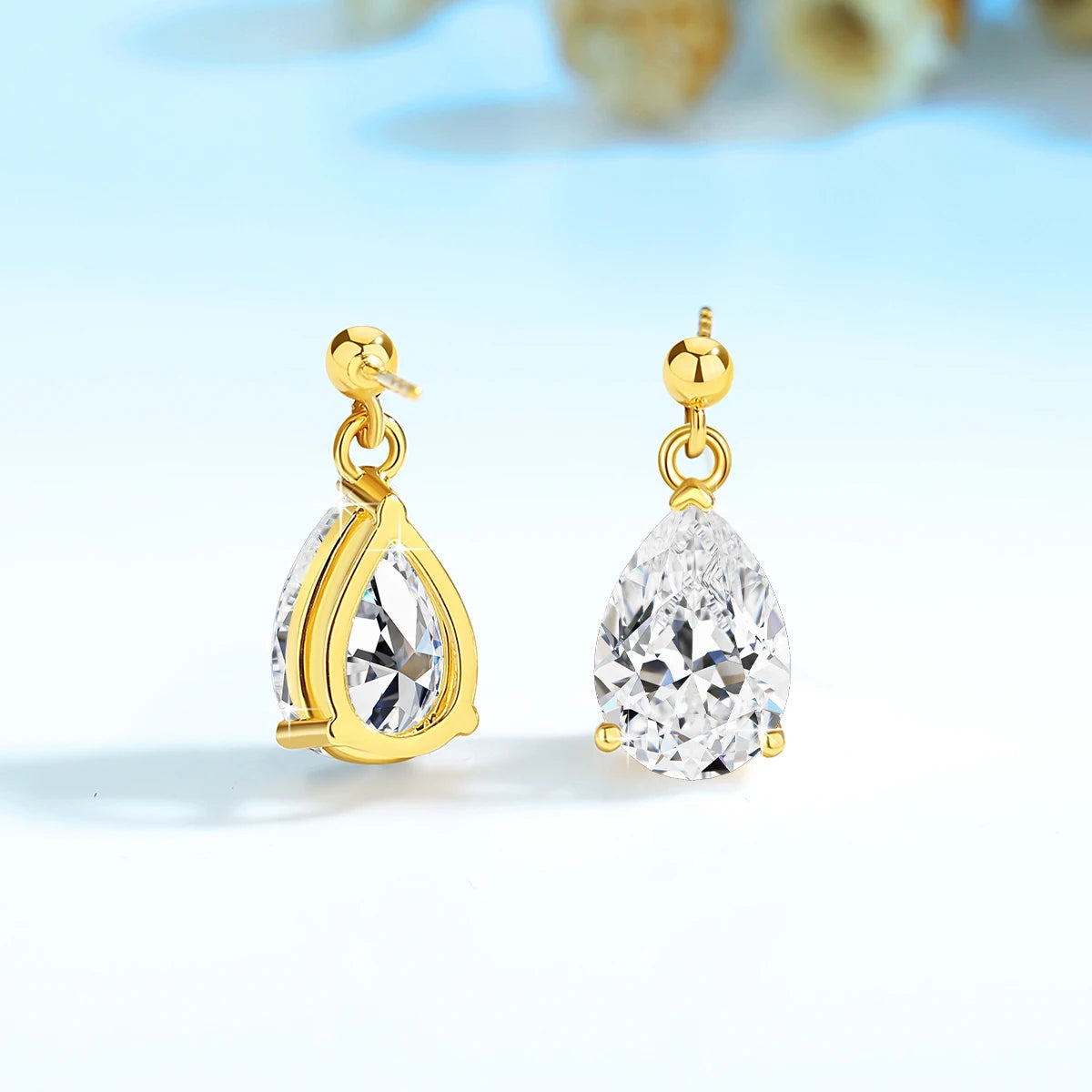 Gioiellieri Fine Jewelry Engagement Wedding Woman 2ct Pear Cut Moissanite Hollow Real 14K Gold Drop Earrings Pendant De Ouro Joias