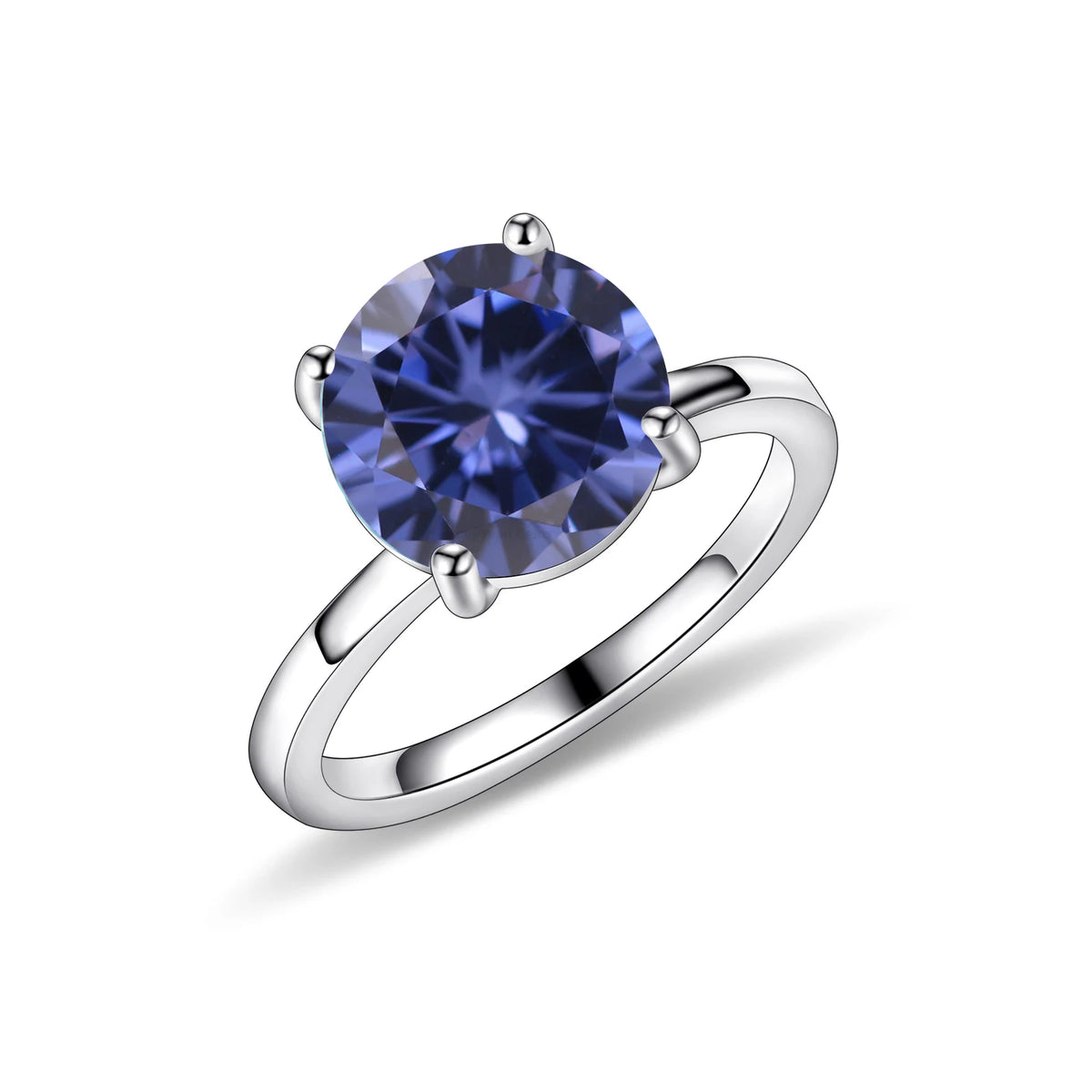 ArtistA Abiding Classic 4 Prong Round Brilliant Cut 9MM Big Gemstones 925 Silver Womans Solitaire Rings for Wedding Engagement