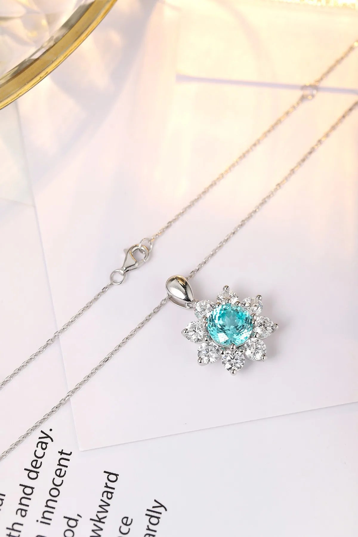 Gemfiori Anster 925 Sterling Silver High-quality Cultivated Paraiba Necklace - Suitable for Parties or As a Gift