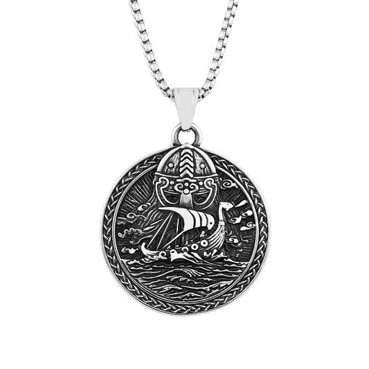 Wholesale Gothic Hip Hop Jewelry Viking Pirate Ship Titanium Steel Necklace Stainless Steel Pendant for Fashion Pendants Charms