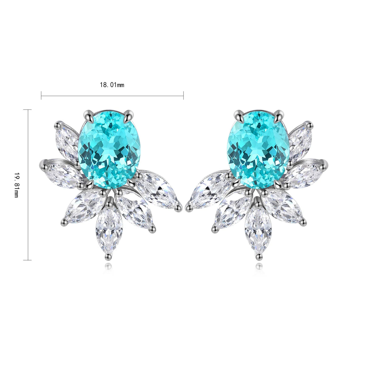 Gemfiori Anster High Quality S925 Lab Grown Paraiba Earring Stud Dainty Gemstone Stud Earrings for Women Daily Wear Gift