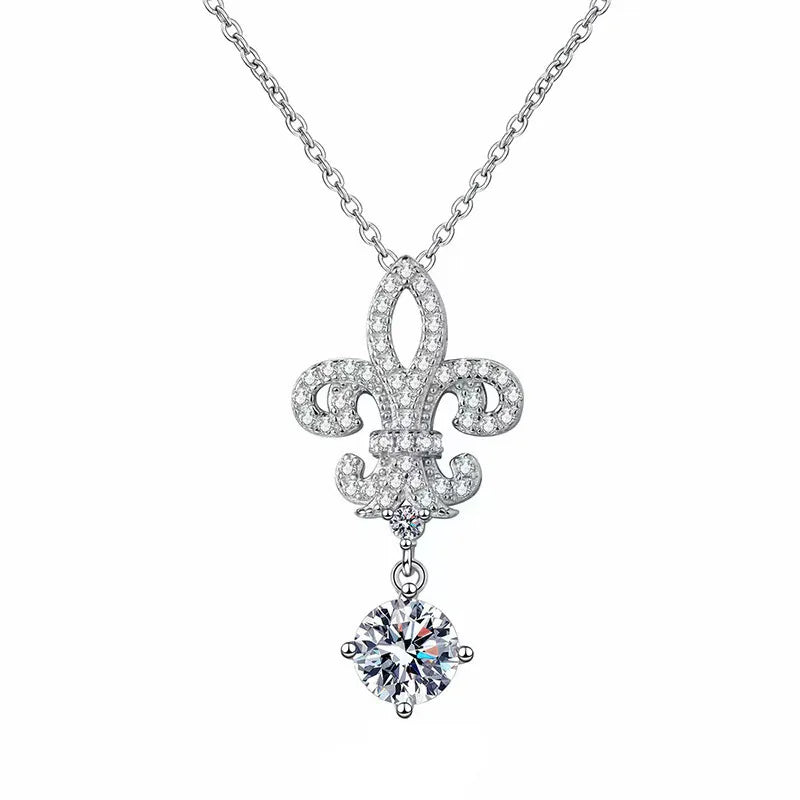 ArtistA Regal Fleur-de-lis Coordinating Moissanite Jewelry Set 925 Sterling Silver GRA Certified Non-Reactive All-Day Wear for Women