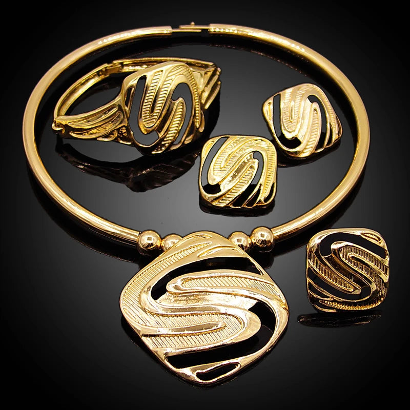 Zhuerrui24K Gold-Plated Luxury Jewelry Set Diamond Butterfly Fashion Beautiful Smart Elegant Fortune Lady Birthday Gift