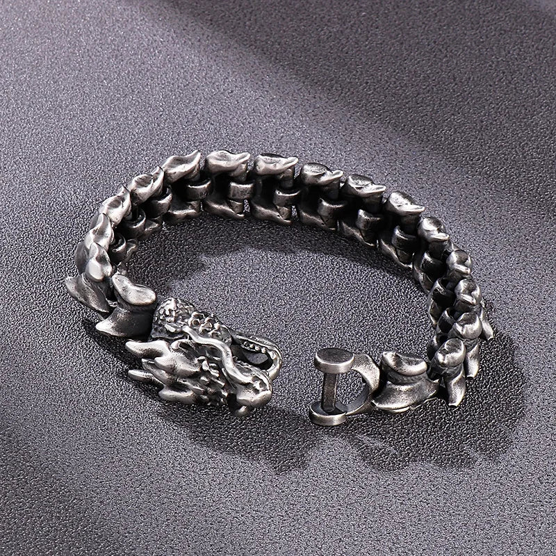KALEN Vintage Black Keel Chain Bracelets & Bangles Stainless Steel Charms Dragon Head Bracelet Pulseras Para Hombre Premium