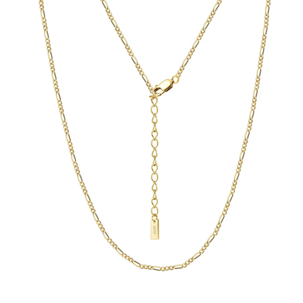 BiG-BOSS Mother-Child Figaro Chain S925 Sterling Silver Electroplated Unisex Necklace Pendant Hot-Selling Factory Direct