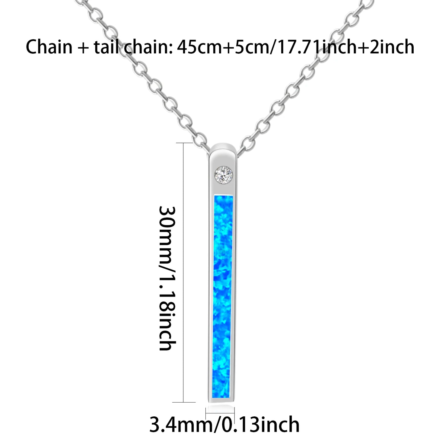 Bar Pendant Necklace Aobao Opal Inlaid Crystal Accent Fashion Jewelry