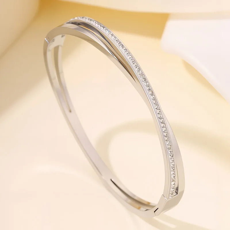 REBEL Stainless Inoxydable Stainless Steel 18K Gold Plated Roman Women Fashion Jewelry Bracelets Bangles