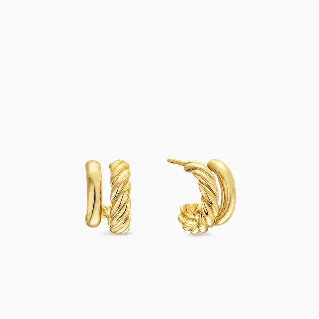 FASHIONISTA DY High-Quality Silver-Plated 13.5mm Silver Double Hoop Earrings. Gold-Plated Earrings. Jewelry.