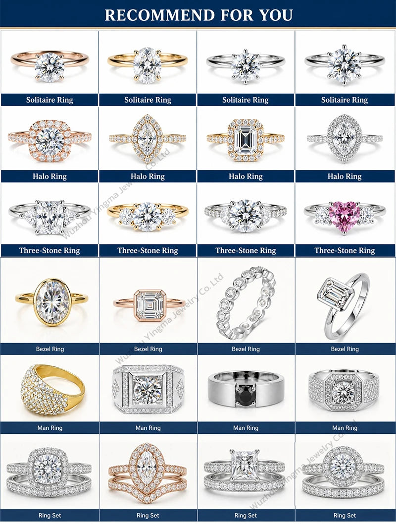 Gioiellieri Heart Prong Angular Shank Round Brilliant Lab Grown Diamond Ring 1CT D VVS1 9K 10K 14K 18K Solid Gold Women Fine Fashion Jewelry