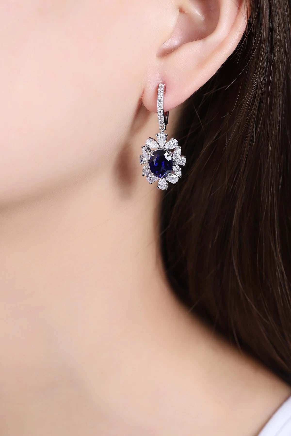 Gemfiori Anster High Quality S925 Lab Grown Sapphire Earring Stud Dainty Gemstone Stud Earrings for Women Daily Wear Gift