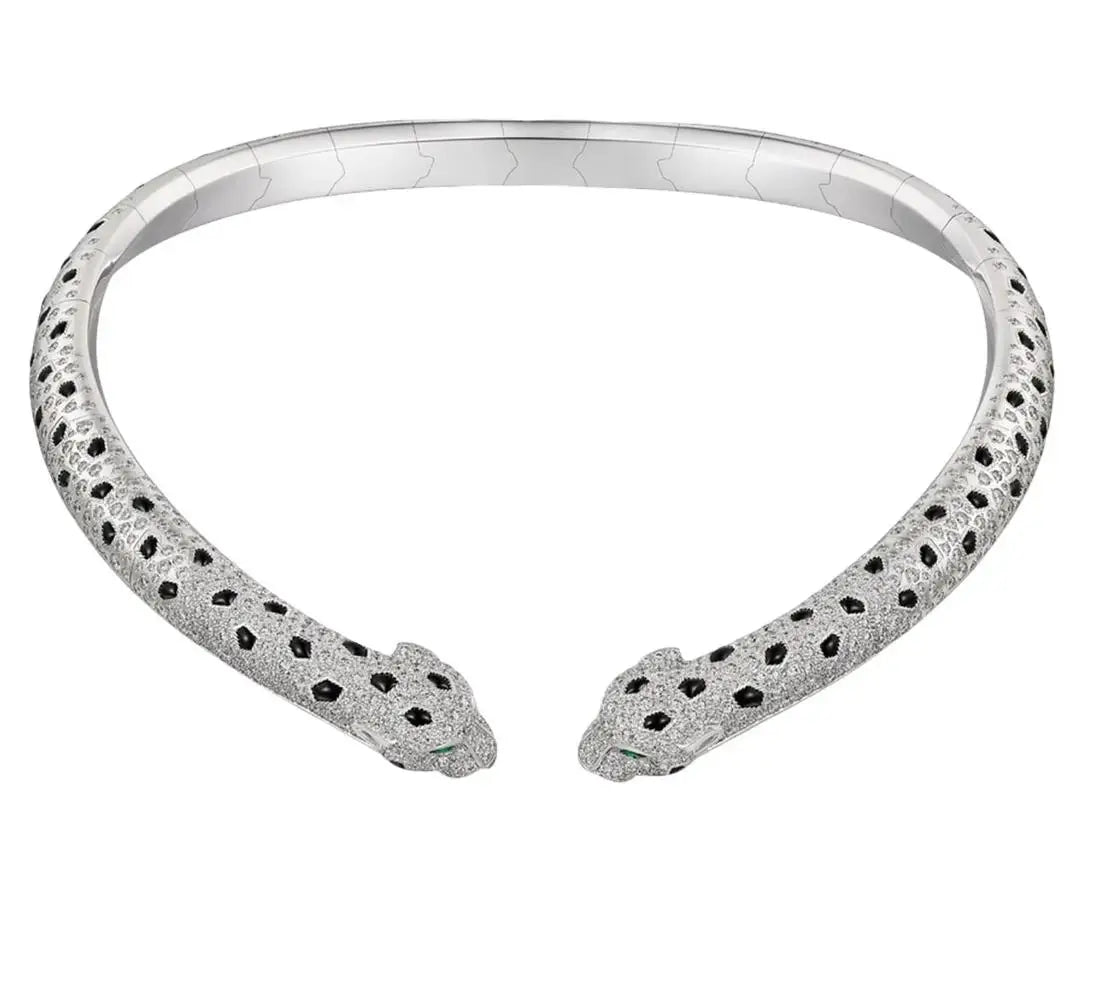 MUSHAN Jewelry Factory s 925 Sterling Silver Choker Necklaces For Women High Carbon Diamond Enamel Leopard Necklace Jewelry