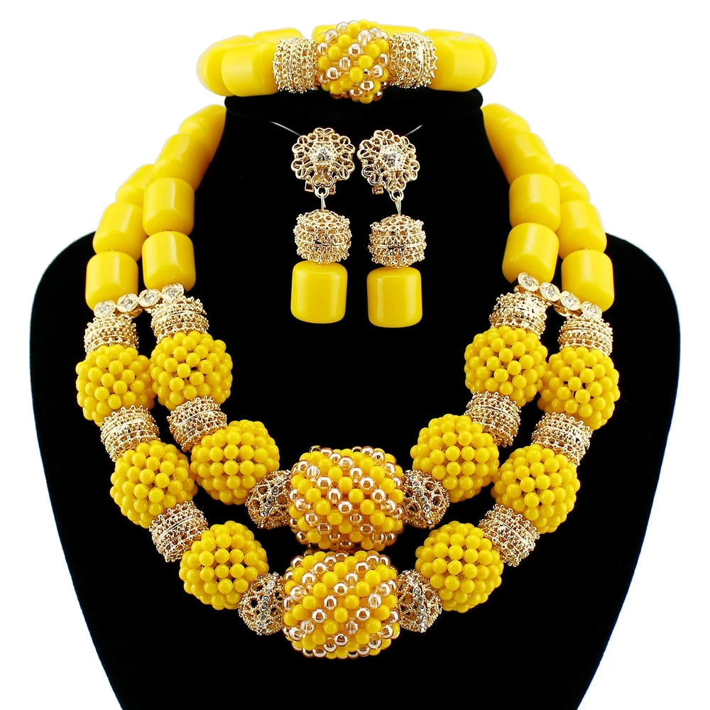 Zhuerrui Red Nigerian Bead Necklace Earring Set Traditional African Bridal Jewelry a Perfect Gift for Anniversaries  YL74