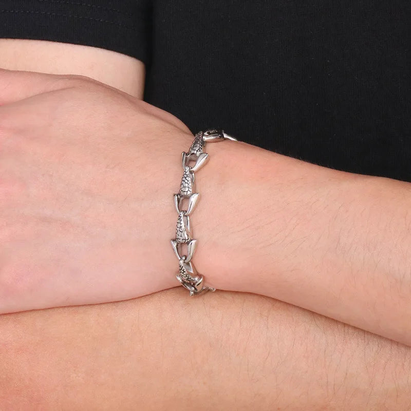 REBEL Brand Unique Stainless Steel Hand Bike Chain Bracelet Jewelry For Men