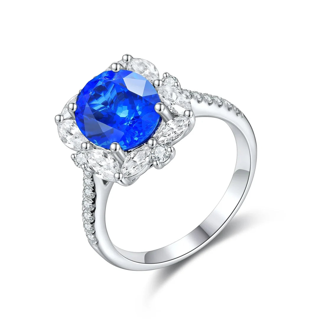 Gemfiori Customize Lab Emerald Columbia Gemstone Ring S925 2.32ct Wedding Engagement Ring for Women
