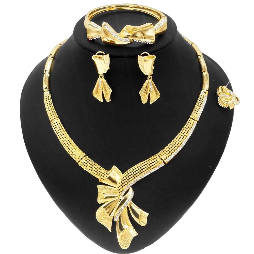 Zhuerrui Luxury Italian Ladies Butterfly Jewelry Set Brass Brazilian Gold Necklace Jewelry Nigerian Ladies Jewelry SetHN21040814