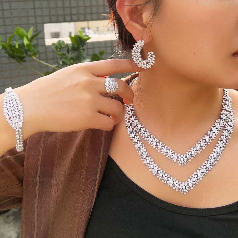 High Quality Cubic Zirconia CZ Women Jewellery 2024 Arabic Bridal Jewelry Set for Women Wedding Pakistani