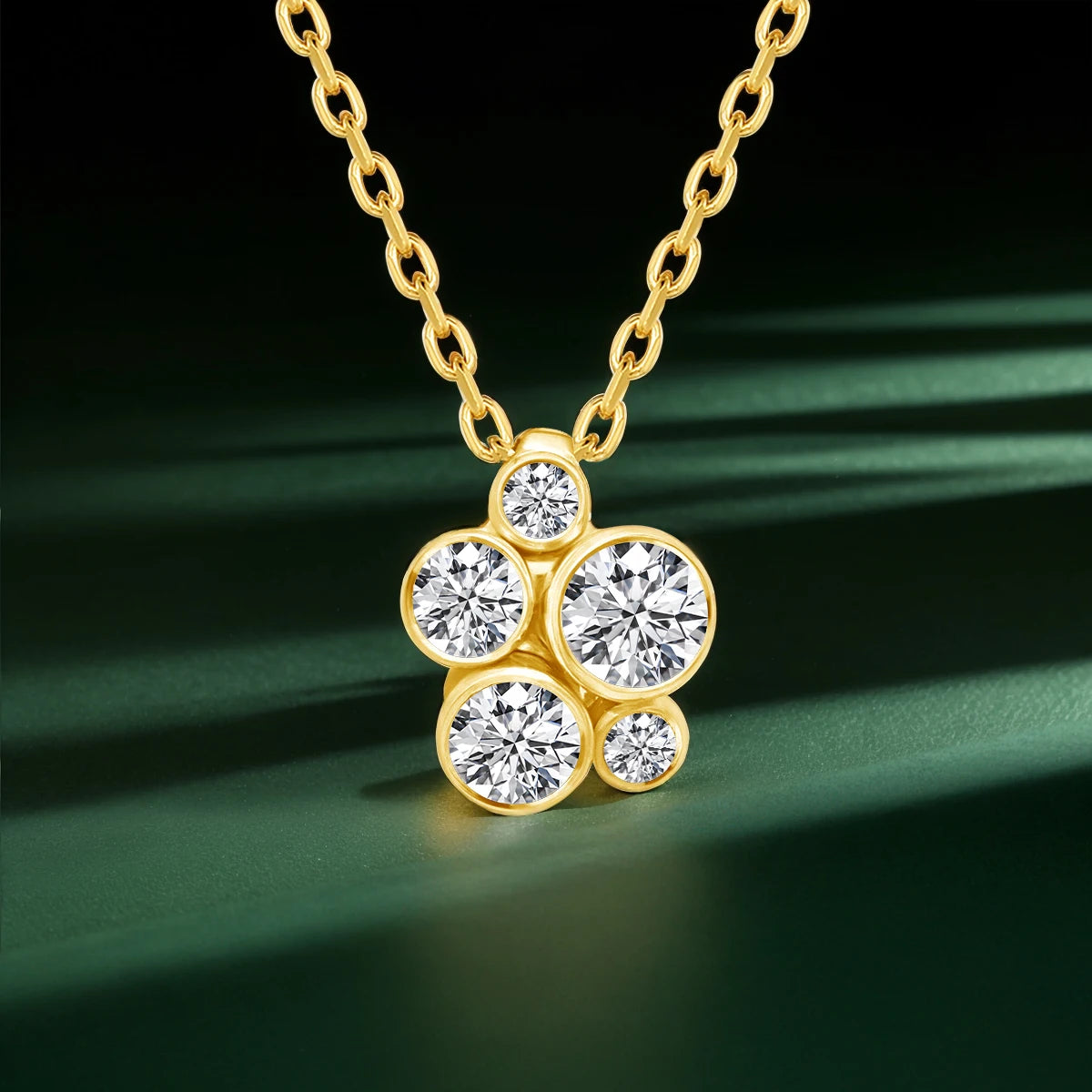 Gioiellieri Fine Jewelry Woman Birthday Engagement Gift 14K Gold Hollow Moissanite Irregular Personalized Flower Pendant