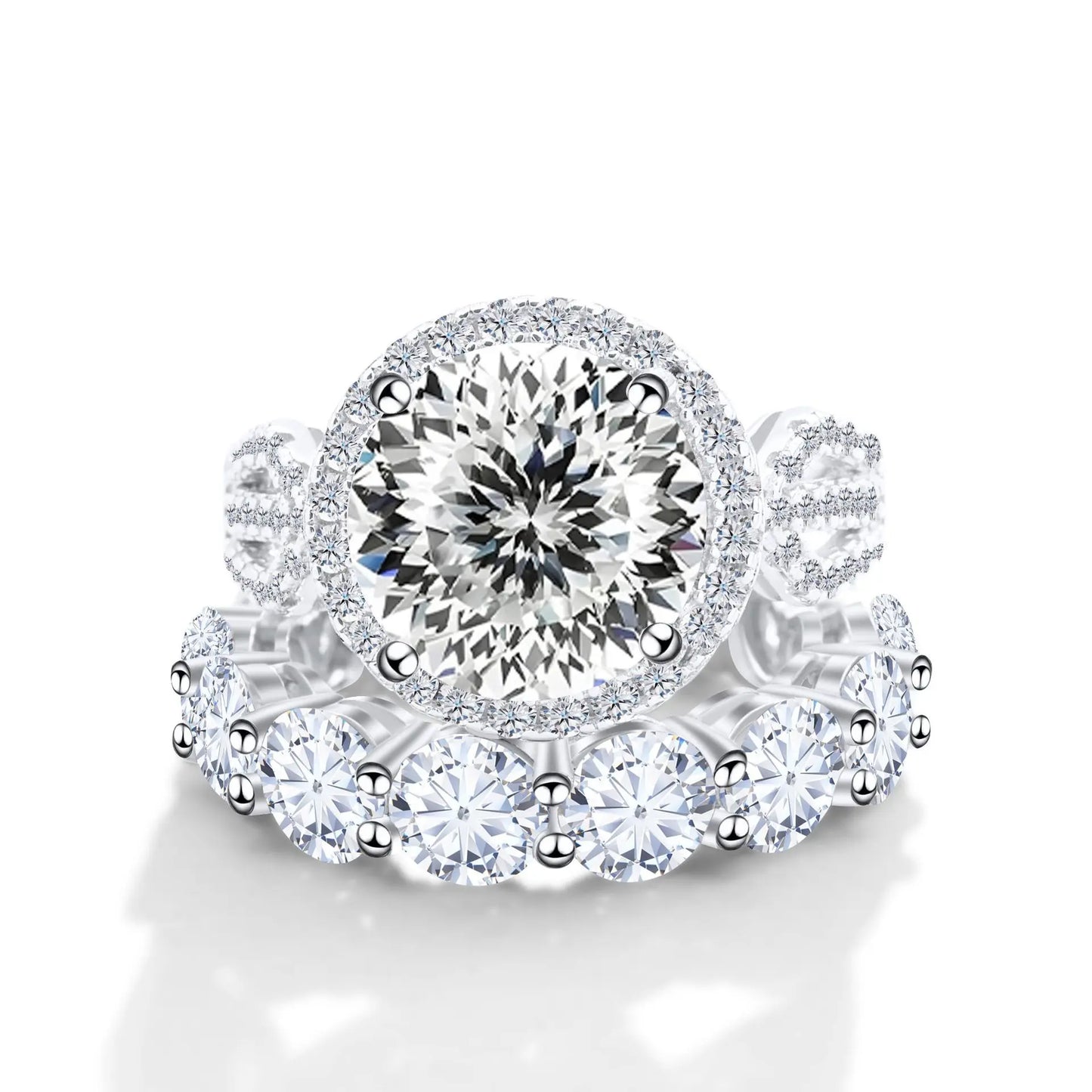 Wholesale Fine Luxury Jewelry Women Red Rings with 12 Carat GRA Certificate Big diamond Moissanite 925 Sterling Silver Ring Sets