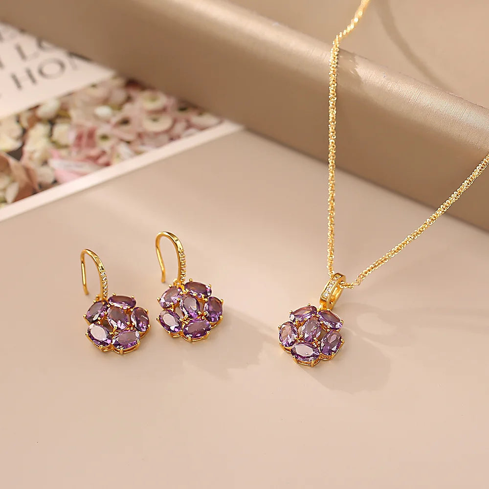 Ultra-Shiny Purple Zircon Ear Hooks | High-End Light Luxury Fashion Earrings